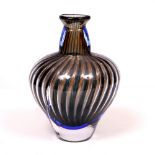 A ORREFORS ART GLASS VASE signed to the base 'Edvin Ohrstrom' serial number 258A, ariel vase 20cm