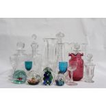 A COLLECTION OF GLASSWARE AND PAPERWEIGHTS to include a Caithness Galleon limited edition