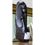 A CONTEMPORARY AFRICAN CARVED SOAPSTONE SCULPTURE of two birds, 14cm wide x 45cm high