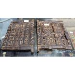 TWO AFRICAN 'DOGON' WOODEN WINDOW SHUTTERS or doors