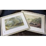 VERNON HOWARD A landscape watercolour 22cm x 32cm, C.T. Howard, a coastal watercolour 24cm x 34cm (