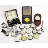 A COLLECTION OF ANTIQUE AND LATER POCKET WATCHES AND WRIST WATCHES to include a Georgian silver