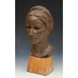 ATTRIBUTED TO HERBERT ADAMS (AMERICAN 1858-1945) a maquette of a female head, resin, signed, on a