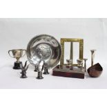 A COLLECTION OF SILVER and silver plate to include a Keswick bowl, a silver trophy cup etc.