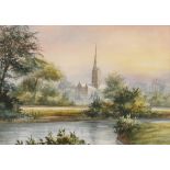 CLIVE PRYKE 'Sailsbury Cathedral', 20th century watercolour, 29cm x 43cm and two other later