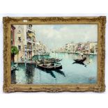 A VENETIAN SCENE oil on canvas, indistinctly signed lower right, mounted in a gilded frame, the