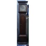 A LATE 18TH / EARLY 19TH CENTURY 30 HOUR LONG CASE CLOCK possibly Quaker in origin with simple oak