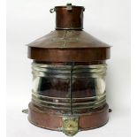 A 20TH CENTURY COPPER SHIP LANTERN with plaque reading "Masthead" AND MARKED "W.T.G M.H" to the