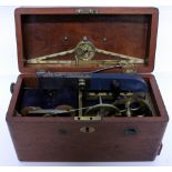 A VICTORIAN ELECTRO MAGNETO MACHINE with power indicator dial to the lid of the box and with