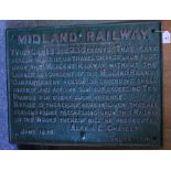 AN OLD GREEN PAINTED CAST IRON MIDLAND RAILWAY TRESPASSERS SIGN cast with the date June 1899, 68cm