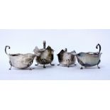 TWO EARLY 20TH CENTURY ADIE BROS. LTD SILVER SAUCE BOATS both approximately 15cm wide, two further