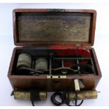 A VICTORIAN MAHOGANY CASED MAGNETO-ELECTRIC MACHINE FOR NERVOUS DISEASES with a label for Pratt &