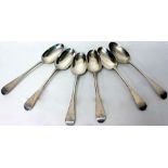 A SET OF SIX GEORGE III SILVER RAT TAIL TABLE SPOONS by James Gilliland with marks for Edinburgh