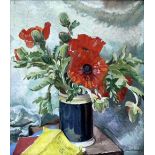 HELEN MACKENZIE (1888 - 1966) Still life of poppies in a vase, oil on canvas, signed lower right and