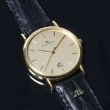 Maurice Lacroix Gentleman's automatic wrist watch with gold dial and black leather strap in original