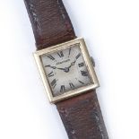 Janesich Yellow metal gents wrist watch, from a design by Leon Hatot the case numbered 51598 and