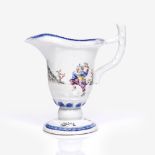A Chinese export silver shape cream jug Qianlong (1736-1795) decorated in enamels with three figures