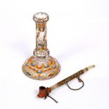 A Bohemian or Beycoz glass candlestick 19th Century made for the Turkish market and a Turkish