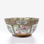 An exceptionally large Chinese Canton punch bowl mid to late 19th Century having a deep centre
