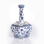 A Chinese blue and white porcelain tulip vase 19th Century having sprays of flowers, butterflies and