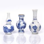 A Chinese blue and white miniature bottle vase Kangxi (1662-1722) with raised lotus petal panels and