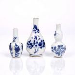 A Chinese blue and white miniature double gourd vase Kangxi (1662-1722) decorated flowers and