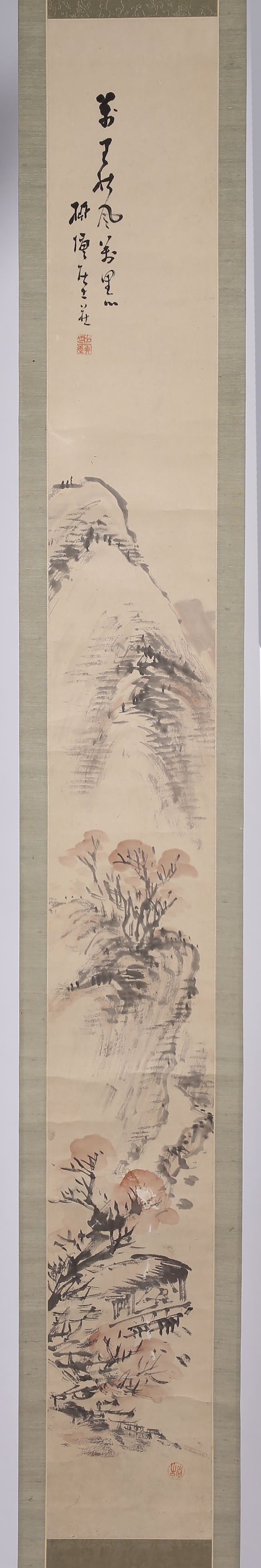 A pair of Japanese hanging scrolls Nanga School signed Asai Ryuto, inko and colour on paper by - Image 2 of 2