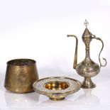 A Mamluk Revival brass ewer early 19th century, inlaid with silver and coper, 45cm high, together