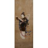 Chinese School 19th Century a watercolour study of a girl holding a parasol, 28cm x 73cm