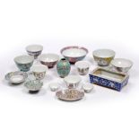 A group of Chinese polychrome porcelain principally 19th Century to include an enamelled small ovoid