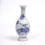 A Chinese blue and white vase 18th Century painted birds and blossom, seal mark, 21cm