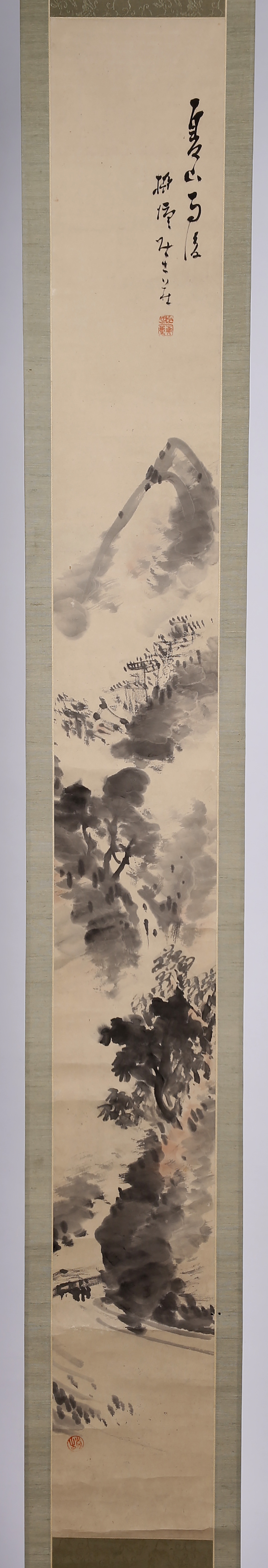 A pair of Japanese hanging scrolls Nanga School signed Asai Ryuto, inko and colour on paper by