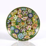 A Chinese cloisonne dish early 20th Century with flower decoration, 17cm