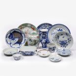 A group of Chinese pieces to include a polychrome jar and cover, a Ming Provincial dish and