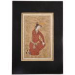 Safavid School 18th/19th Century miniature study of a young boy kneeling, 19cm x 12.5cm