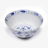 A Chinese blue and white conical sided bowl Kangxi (1662-1722) with allover decoration of Daoist