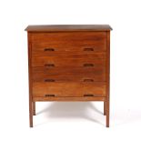 Gordon Russell Mahogany chest of drawers fitted four drawers and on tapering legs labelled 81cm