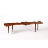 Reynolds of Ludlow Naturalistic yew coffee table in the style of George Nakashima, on turned legs