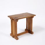 Cotswold style Small elm occasional table of pegged construction stamped 'R W Phillips' 39cm high,