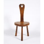 Alan 'Acornman' Grainger Acorn Industries oak spinning chair heart shaped cut out back on three