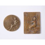 Félix Rasumny (1869-1940) 'Classical' two bronze medallions signed and stamped (2).