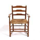 Attributed to Edward Gardiner 'Clissett' chair, designed by Ernest Gimson oak, shaped ladder back