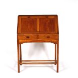 Attributed to Edward Barnsley Workshop Walnut bureau on stand fall flap opening to reveal