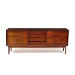 Hornslet Mobelfabrik Rosewood sideboard Fitted four drawers, flanked by cupboard drawers Stamped