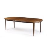 Danish School Rosewood extending dining table on tapering legs 118cm diameter (unextended). This lot