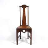 Manner of Mackay Hugh Baillie Scott (1865-1945) Glasgow School oak hall chair, circa 1905 slender