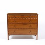 Heals Chest of drawers, circa 1940s two short over three long drawers, with wavy borders and