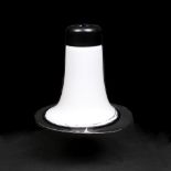 1960s School Glass ceiling shade top-hat shape, white, black and clear glass 38cm high.