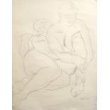 Uli Nimptsch (1897-1977) Nude lovers, 1943 initialled and dated (lower right) pencils 50cm x 40cm.