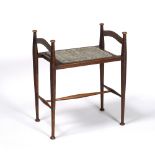 Manner of Liberty & Co. Oak dressing table stool, circa 1910 with turned supports and tapestry seat